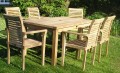 Southwold Rectangular Teak 150cm Table Set with Lovina Stacking Arm Chairs