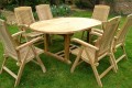 Round Teak Extending Table Set with Recliner Chairs